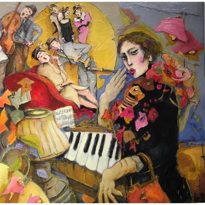 Painting Sensual jazz evening by Garilli Nicole | Painting Figurative Acrylic Life style