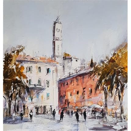 Painting Place à Nice by Poumelin Richard | Painting Figurative Mixed Urban