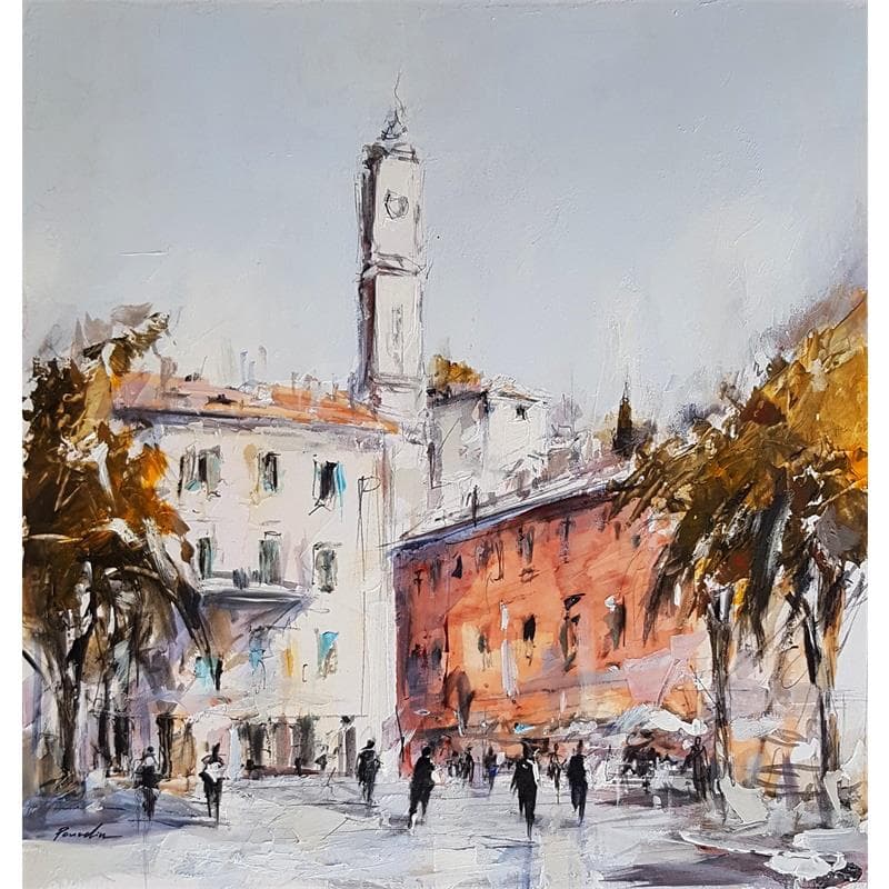 Painting Place à Nice by Poumelin Richard | Painting Figurative Urban Oil