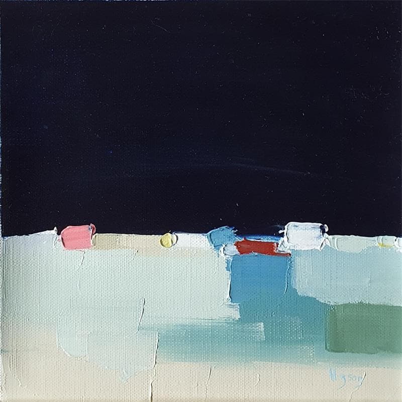Painting La nuit 4 by Hirson Sandrine  | Painting Abstract Minimalist Oil