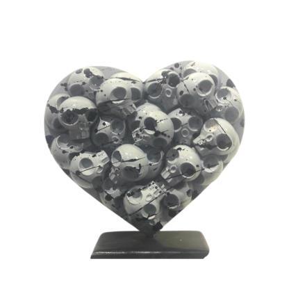 Sculpture Heart Skull C6 par VL | Sculpture Pop Art Mixte