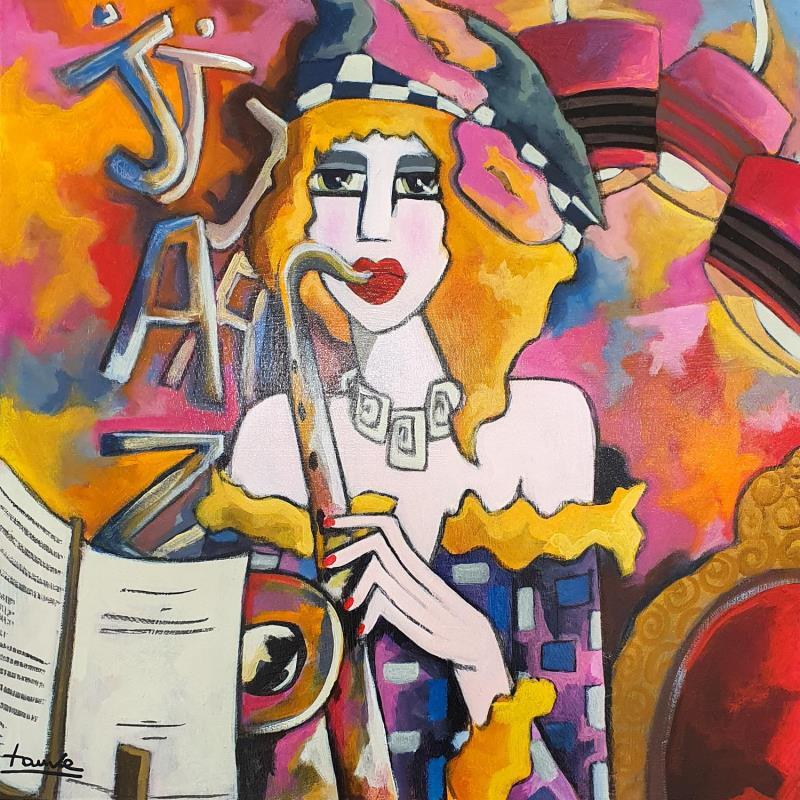 Gemälde Jazz au féminin von Fauve | Gemälde Figurativ Alltagsszenen Acryl