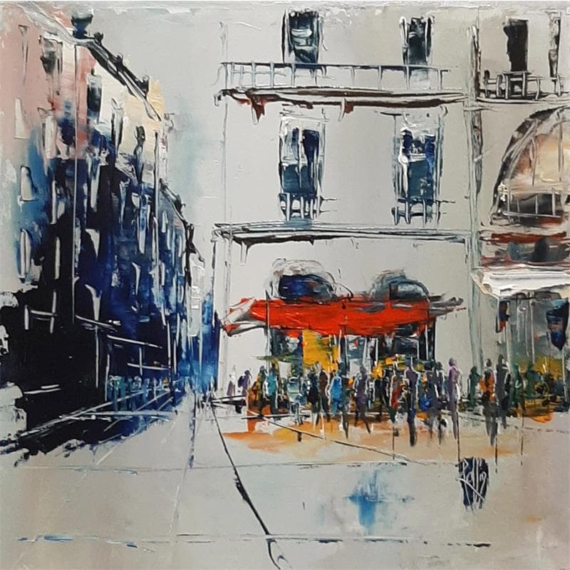 Painting Place ensolieillée by Raffin Christian | Painting Figurative Oil Urban Life style