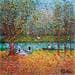Painting Au bord de la rivière by Elika | Painting Figurative Mixed Landscapes Life style