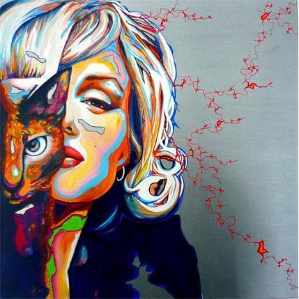 Peinture Le chat de Marilyn  par Medeya Lemdiya | Tableau Pop Art Acrylique, Aquarelle, Mixte icones Pop