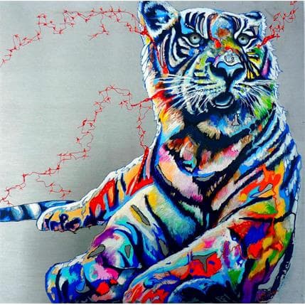 Painting L'année du tigre  by Medeya Lemdiya | Painting Pop art Acrylic, Mixed, Oil Animals