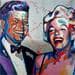 Gemälde Kennedy et Marilyn  von Medeya Lemdiya | Gemälde Pop-Art Porträt Pop-Ikonen Graffiti Acryl