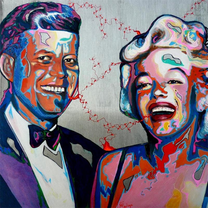 Painting Kennedy et Marilyn  by Medeya Lemdiya | Painting Pop-art Acrylic, Graffiti Pop icons, Portrait