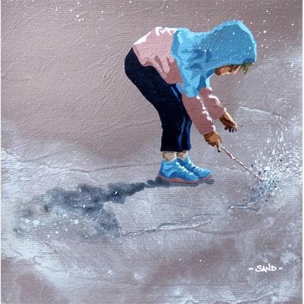 Peinture Splash d'estran par Sand | Tableau Figuratif Acrylique Marine, Paysages, Scènes de vie