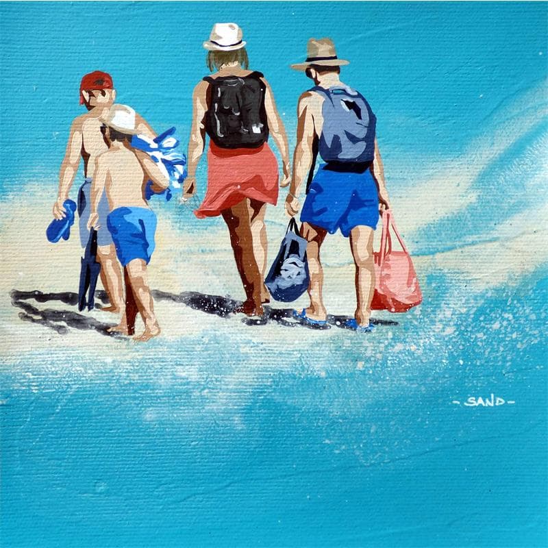 Painting Barda familial d'août by Sand | Painting Figurative Acrylic Landscapes, Life style, Marine, Pop icons