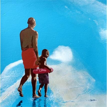 Painting Papa d'Atlantique estival by Sand | Painting Figurative Acrylic Landscapes, Life style, Marine