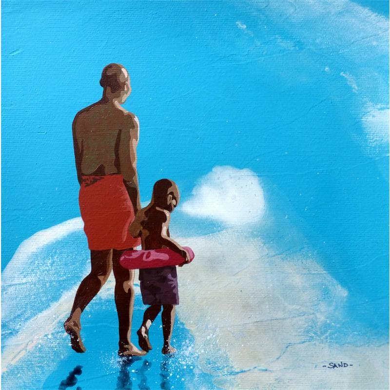 Painting Papa d'Atlantique estival by Sand | Painting Figurative Acrylic Landscapes Marine Life style