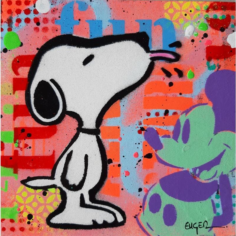 Painting Dog and mouse by Euger Philippe | Painting Pop-art Portrait Pop icons Graffiti Acrylic Gluing