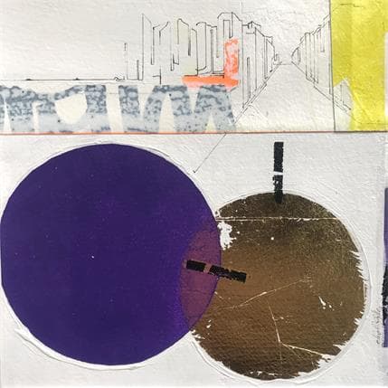 Painting Purple moon  by Oudin-Gilles Elise | Painting Abstract Mixed Minimalist, Pop icons