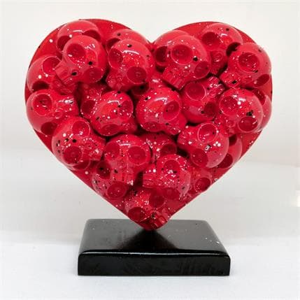Sculpture Heartskull rouge par VL | Sculpture Pop Art Mixte
