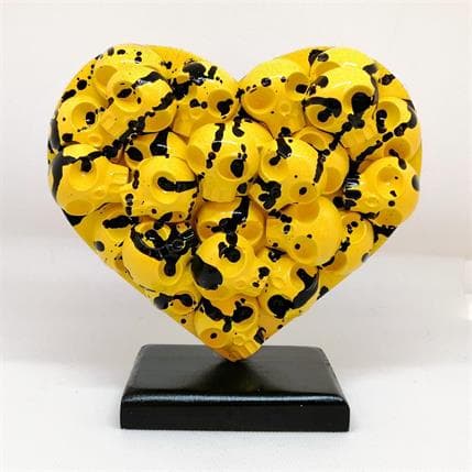 Sculpture Heartskull Jaune/Noir by VL | Sculpture Pop art Mixed