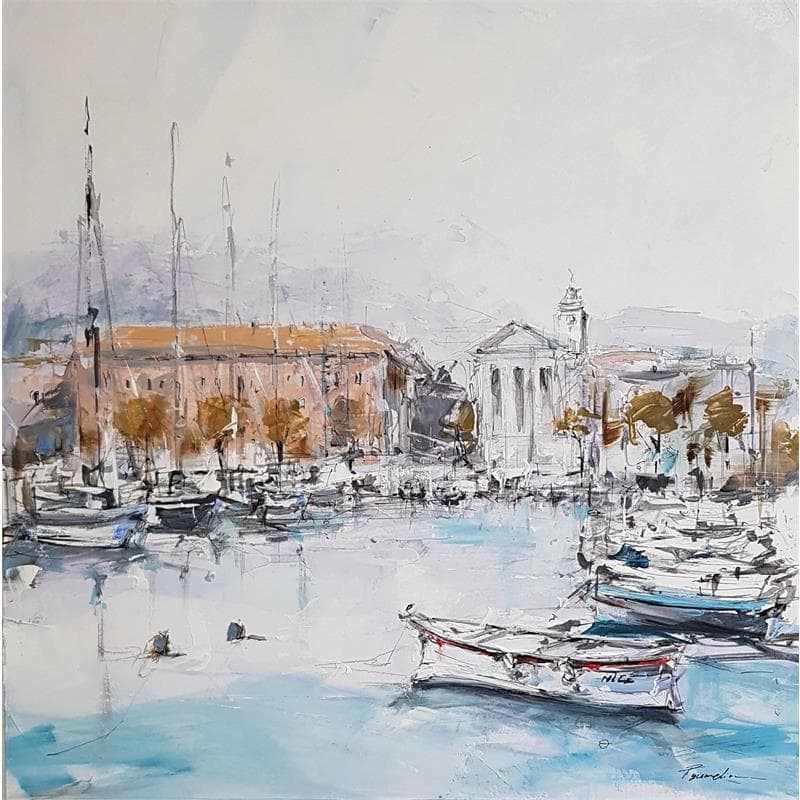 Painting Le port de Nice by Poumelin Richard | Painting Figurative Oil Landscapes, Marine, Urban