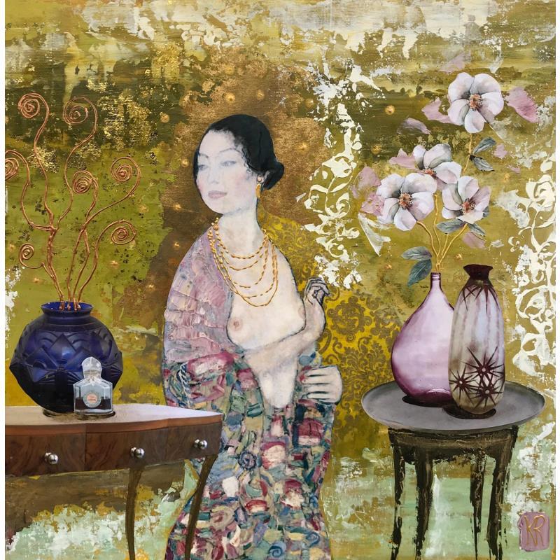 Gemälde The perfume von Romanelli Karine | Gemälde Figurativ Alltagsszenen Collage