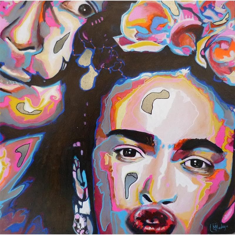 Peinture Frida et Dali en photomaton 3  par Medeya Lemdiya | Tableau Pop Art Mixte Huile Acrylique Portraits
