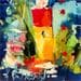 Painting Bonheur Bleu by Bastide d´Izard Armelle | Painting Abstract Minimalist
