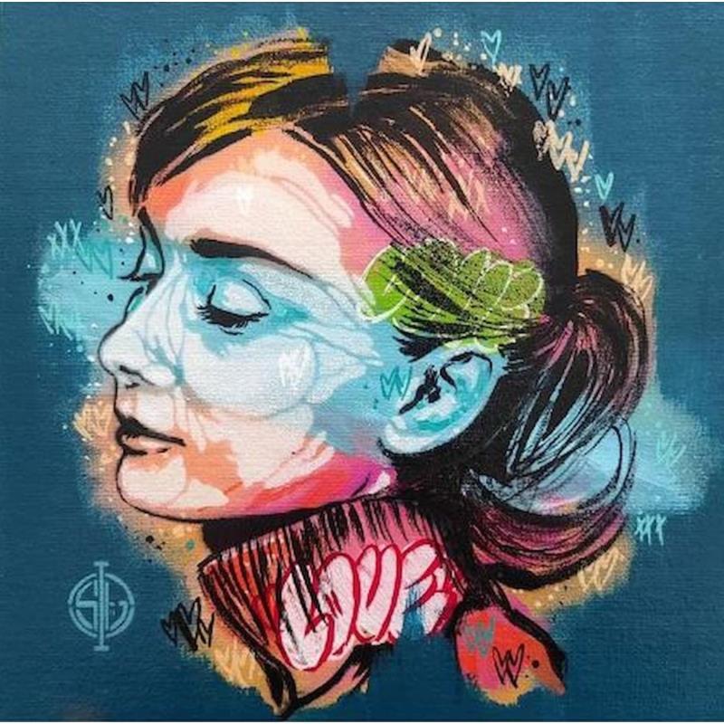 Painting Audrey Hepburn by Sufyr | Painting Figurative Graffiti Portrait
