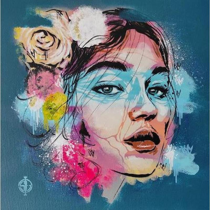 Painting Le regard d'Elise by Sufyr | Painting Figurative Graffiti Portrait