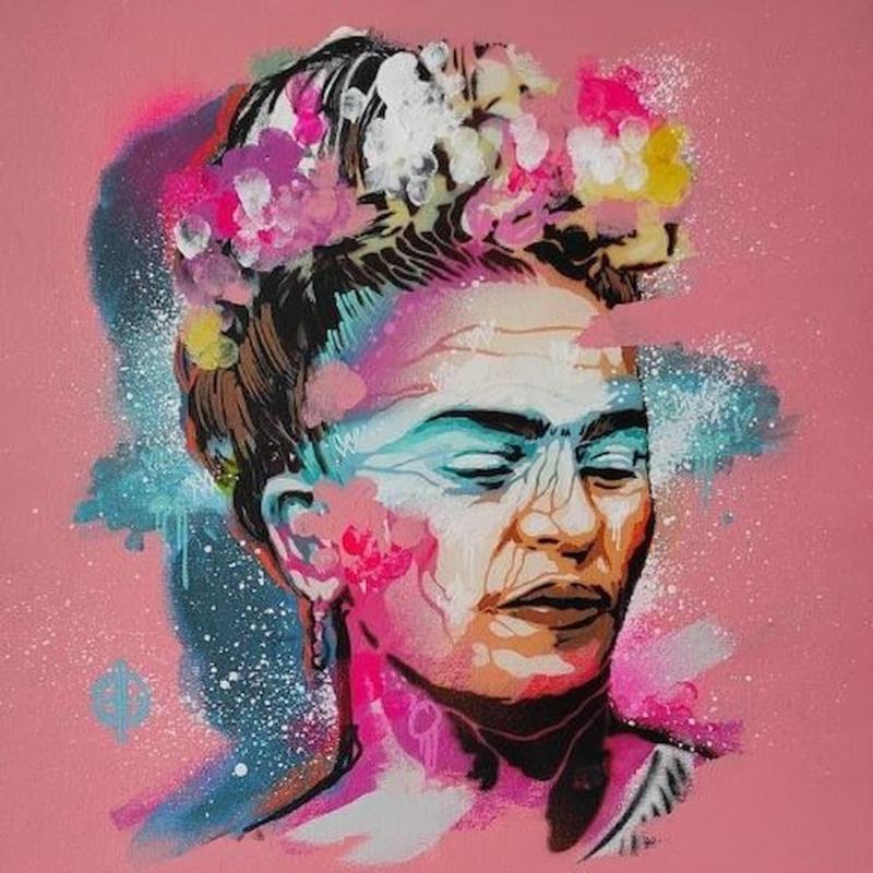Painting Frida Kahlo by Sufyr | Painting Figurative Graffiti Portrait