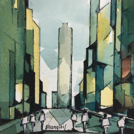 Painting NEW-YORK 6 by Langlois Jean-Luc | Painting Figurative Watercolor Urban