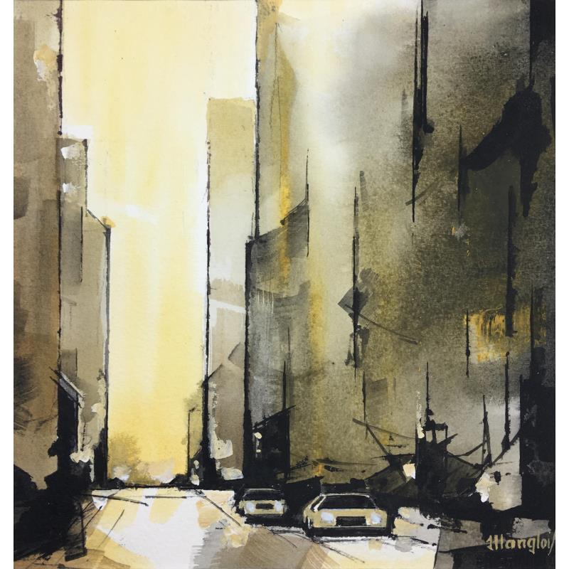 Painting NEW YORK by Langlois Jean-Luc | Painting Figurative Watercolor Urban