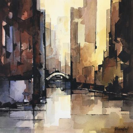 Painting VENISE by Langlois Jean-Luc | Painting Figurative Watercolor Urban