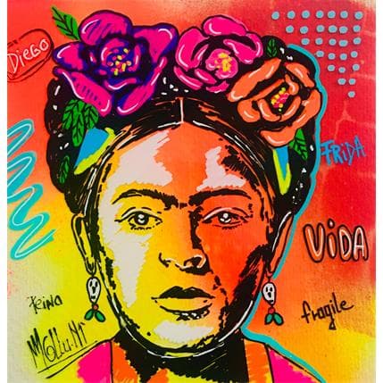 Peinture Frida par Molla Nathalie  | Tableau Pop Art Acrylique, Mixte Portraits