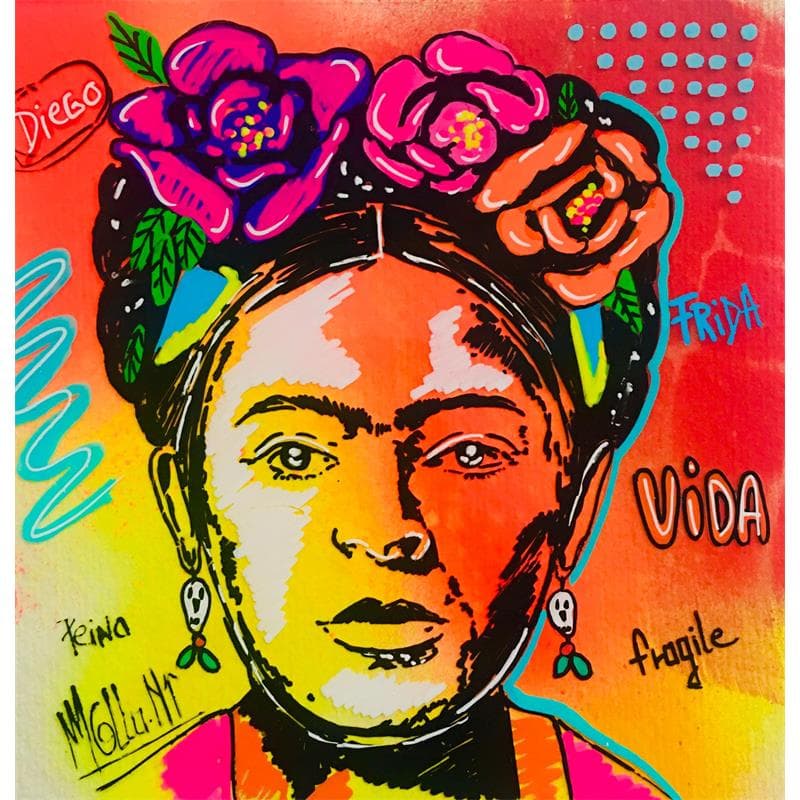 Painting Frida by Molla Nathalie  | Painting Pop art Acrylic Portrait