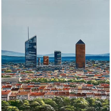Painting Lyon Part Dieu. A chacun sa mer by Sophie-Kim Touras | Painting Illustrative Mixed Urban