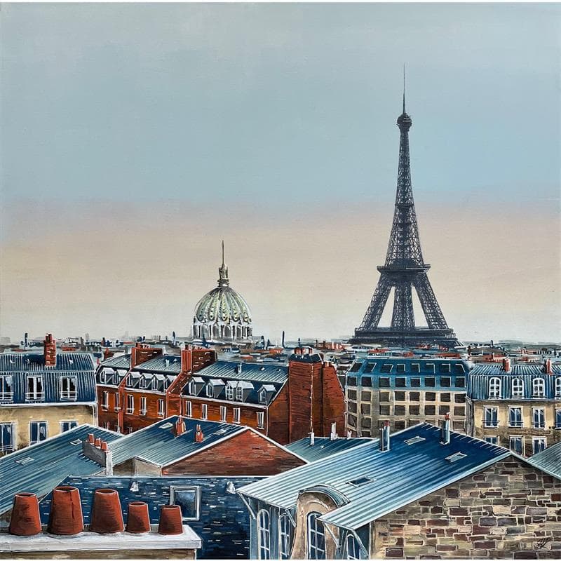Peinture Au crépuscule de Paris par Touras Sophie-Kim  | Tableau Figuratif Urbain