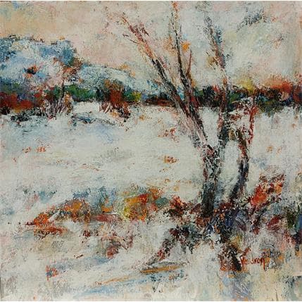 Painting Première neige à Vaugines by Vaudron | Painting Figurative Mixed Landscapes