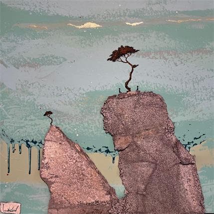 Peinture Assis au sommet du monde par Lemonnier François Régis | Tableau Figuratif Mixte Paysages