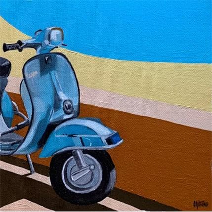 Painting In vespa by Al Freno | Painting Figurative Acrylic Landscapes, Life style, Pop icons
