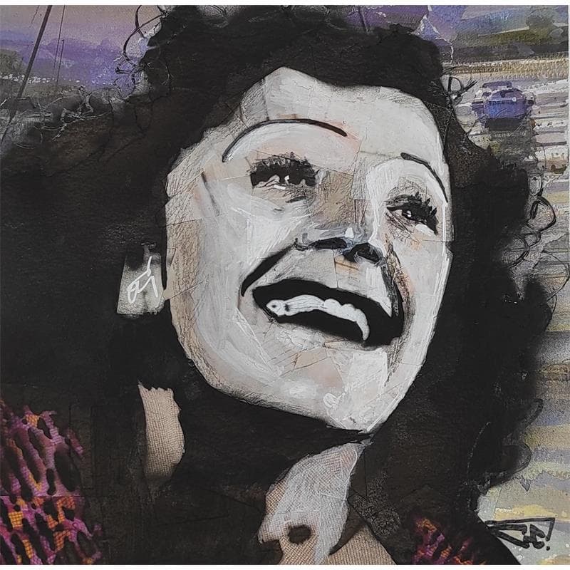 Peinture Edith Piaf par G. Carta | Tableau Street Art Portraits Icones Pop Graffiti Acrylique