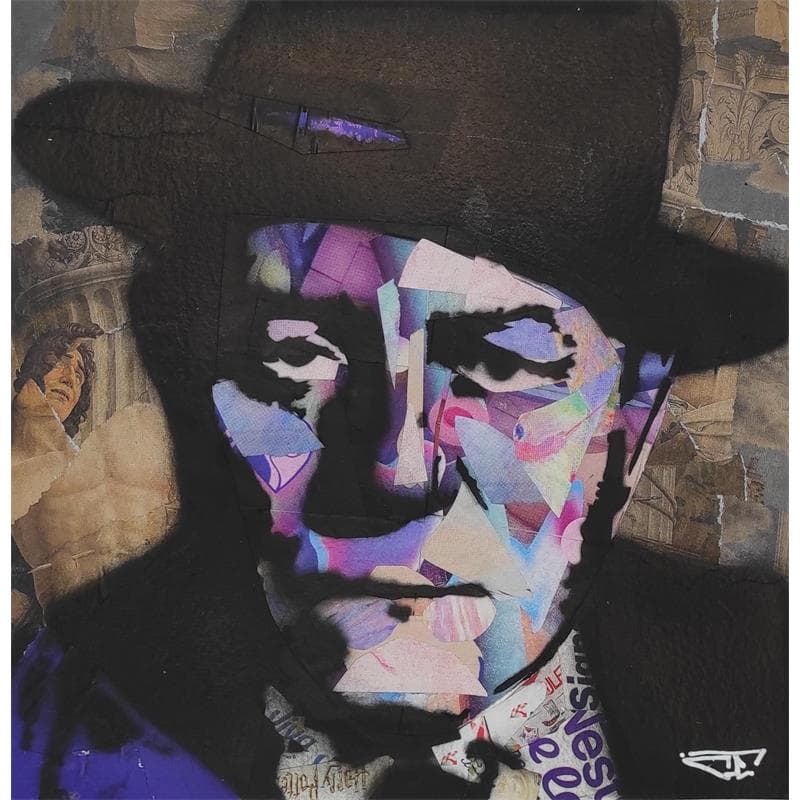 Painting Jean Gabin by G. Carta | Painting Street art Acrylic, Graffiti Pop icons, Portrait