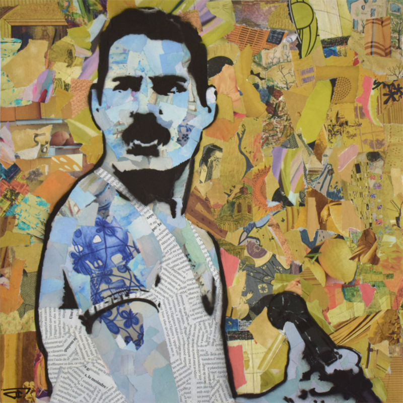 Painting Freddie Mercury by G. Carta | Painting Street art Mixed Portrait