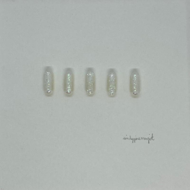 Peinture white pills par Marjot Emily Jane  | Tableau Abstrait Matiérisme Minimaliste
