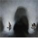 Painting Misty by Rey Julien | Painting Figurative Marine Black & White Cardboard Acrylic