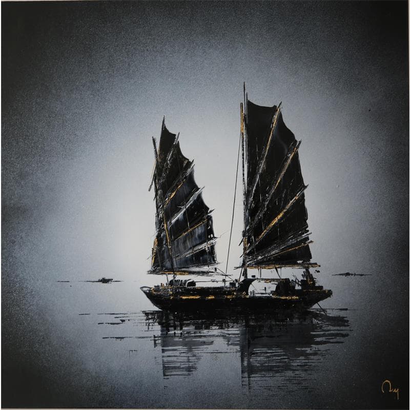 Painting Empire by Rey Julien | Painting Figurative Mixed Landscapes Marine Black & White