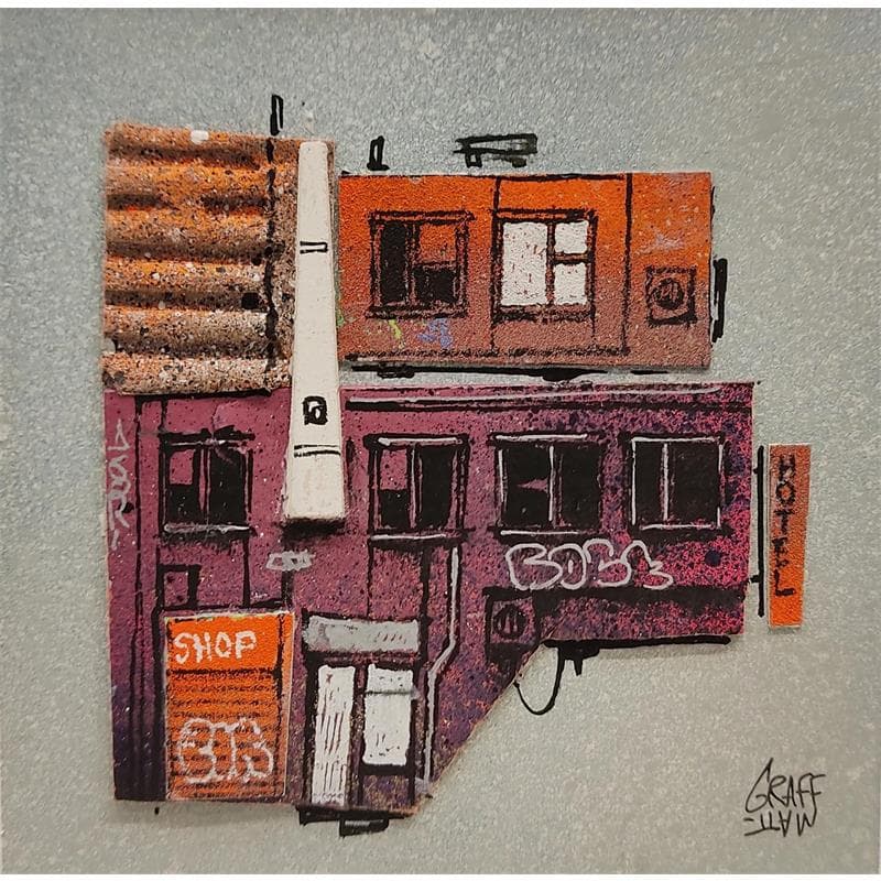 Painting Aerial hotel by Graffmatt | Painting Street art Mixed Urban