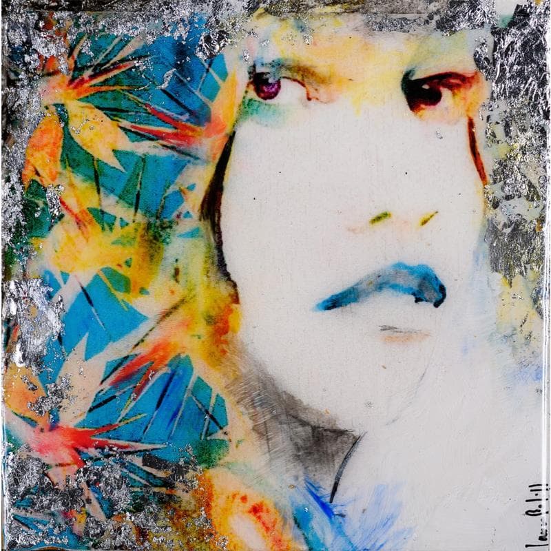 Painting En azul y plata by Bofill Laura | Painting Figurative Mixed Portrait