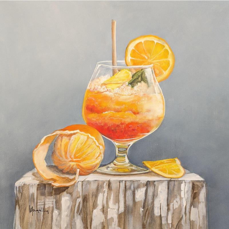 Painting Orange cocktail  by Gouveia Magaly  | Painting Realism Oil Still-life