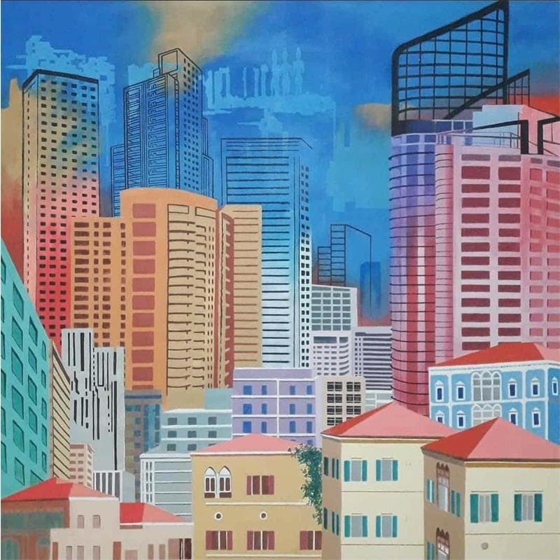 Peinture Beirut Magic vibes par Chammas Fady | Tableau Figuratif Acrylique Vues urbaines