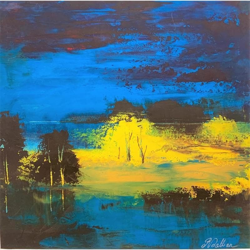 Gemälde Au bord du lac von Dalban Rose | Gemälde Figurativ Landschaften Öl