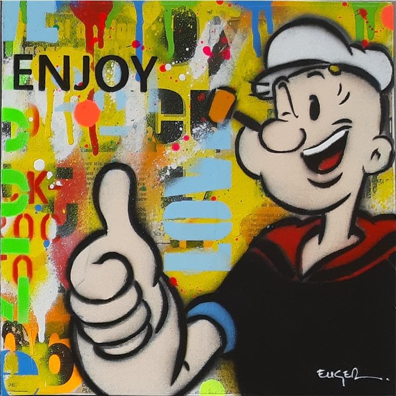 Gemälde Enjoy Popeye von Euger Philippe | Gemälde Pop-Art Acryl, Graffiti Pop-Ikonen