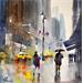 Peinture New York rain  par Jones Henry | Tableau Aquarelle